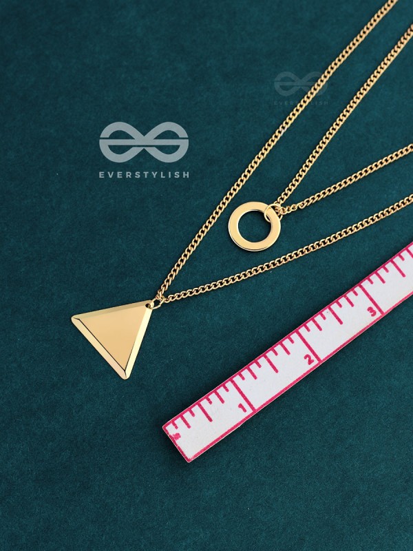 A Geometric Statement - Golden Layered Neckpiece With Anti-Tarnish Coating