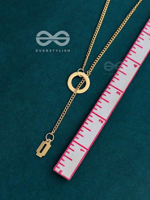 With A Halo And A Razor - Golden Statement Loop Neckpiece With Anti-Tarnish Coating