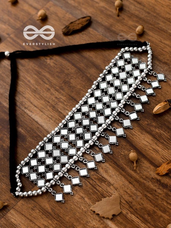 A Statement in Bohemian Elegance - Mirror Choker Set
