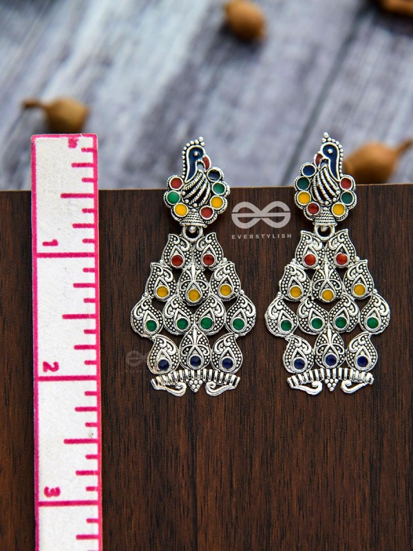 The Playful Peacocks - Colourful Enamelled Earrings