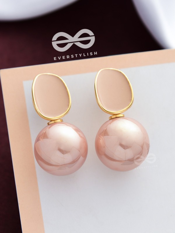 The Mesmerisingly Chic Statement Makers- Enamelled Pearl Earrings (Blush Pink)