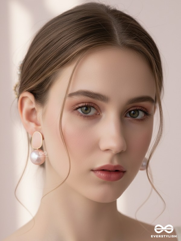 The Mesmerisingly Chic Statement Makers- Enamelled Pearl Earrings (Blush Pink)