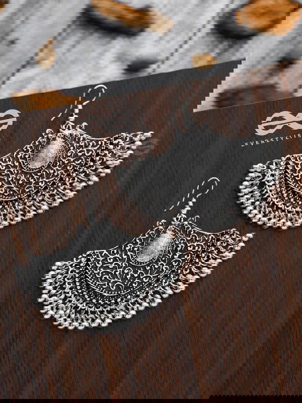 A Statement of Bohemian Elegance - Oxidised Boho Earrings
