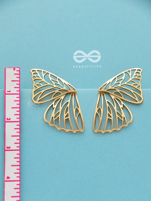 The Glorious Butterflies - Golden Statement Stud Earrings