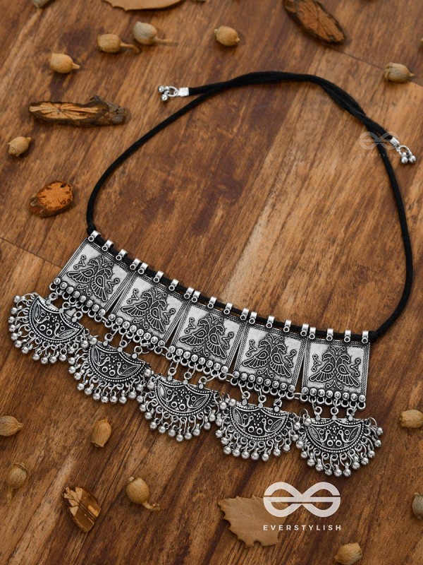 The Playful Peacock Artwork- Statement Oxidised Choker