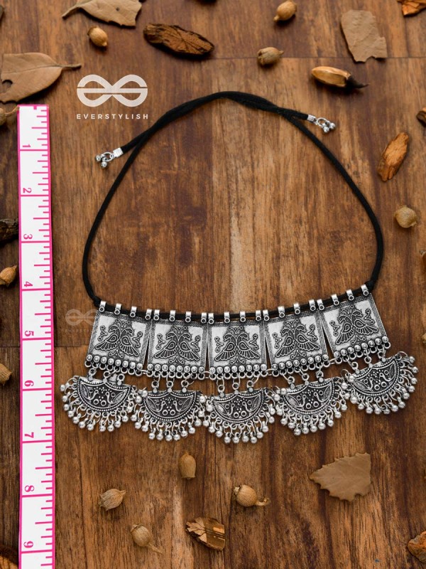 The Playful Peacock Artwork- Statement Oxidised Choker