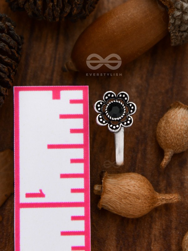 The Floral Delight - Embellished Non-pierced Nosepin (Onyx Black)