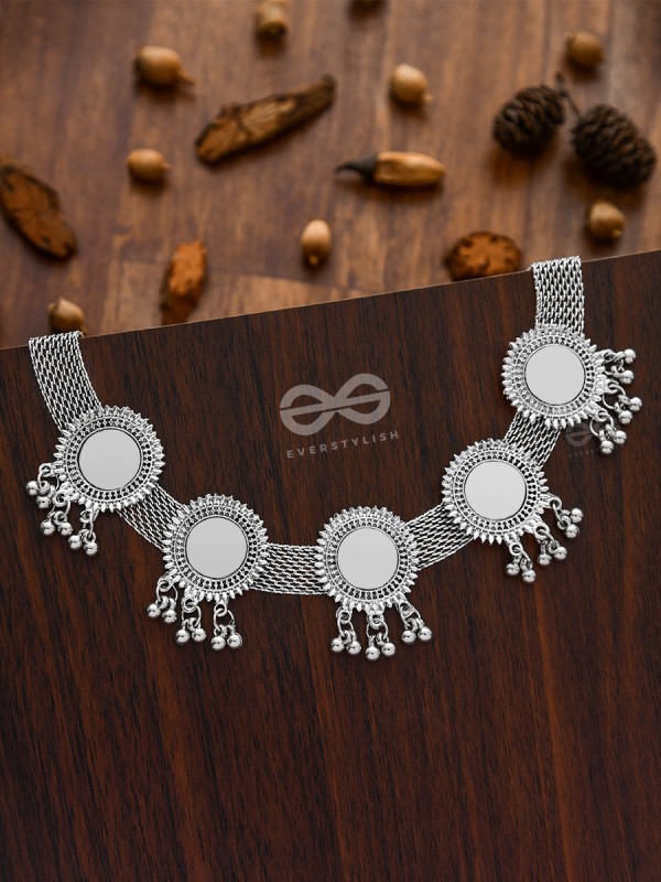 The Solar Shimmer - Set of Choker and Earrings - Oxidised Boho Collection