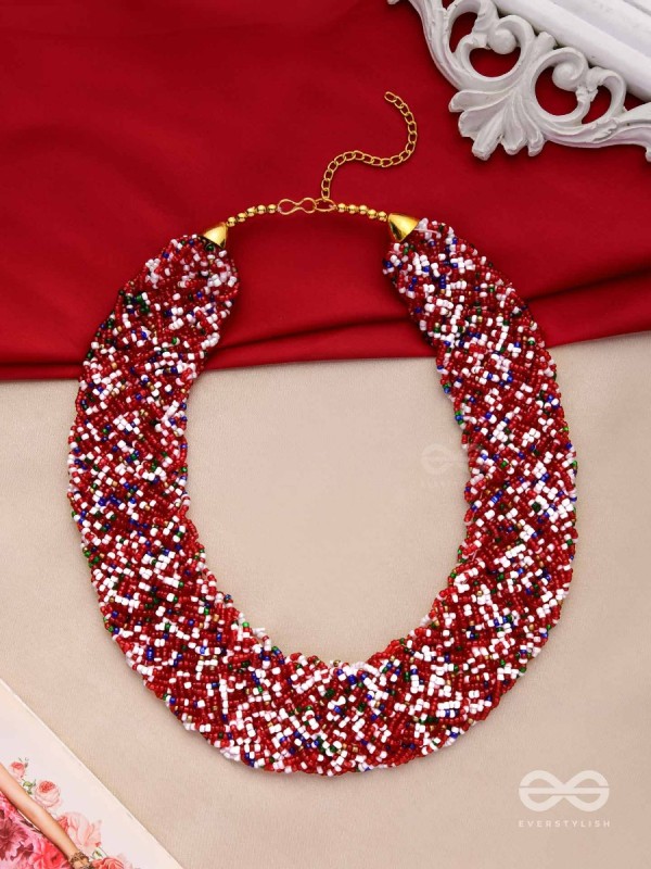 The Beauteous Braided Criss-Cross Beaded Necklace (Multicoloured)