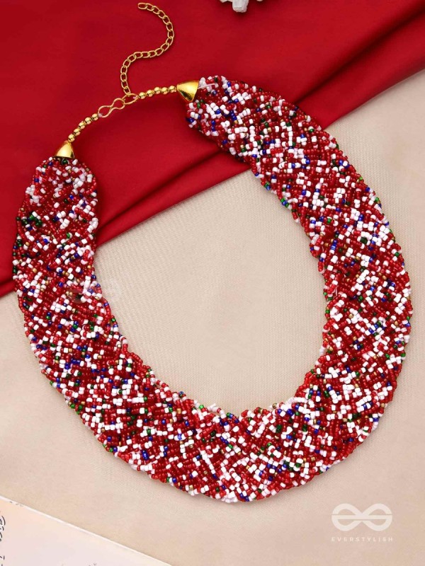The Beauteous Braided Criss-Cross Beaded Necklace (Multicoloured)