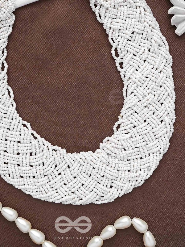 The Beauteous Braided Criss-Cross Beaded Necklace (White)