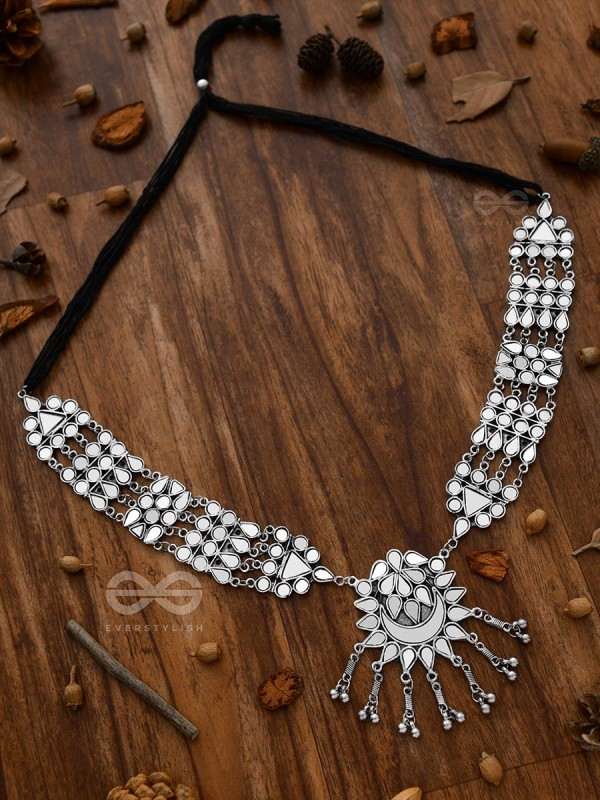 Simply a Class Apart - Gorgeous Statement Mirror Neckpiece And Earrings Set
