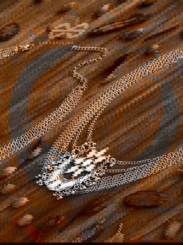 The Shimmery Eclipse - Set of Mirror Earrings and Neckpiece