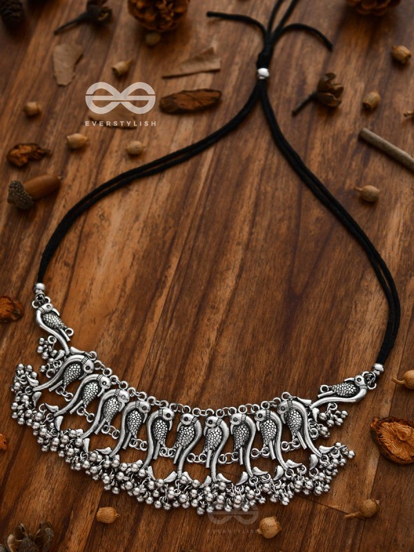 The Poignant Peacocks - Set of Earrings and Neckpiece