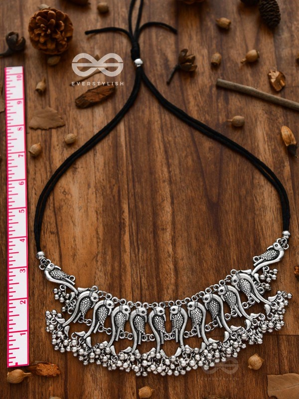 The Poignant Peacocks - Set of Earrings and Neckpiece