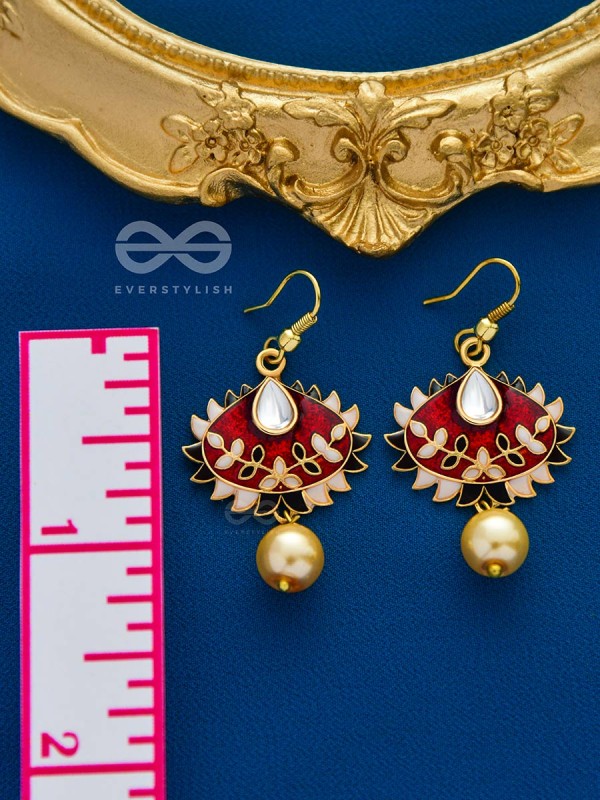 The Little Mesmerisers - Hand Painted Meenakari Earrings (White-Wine)