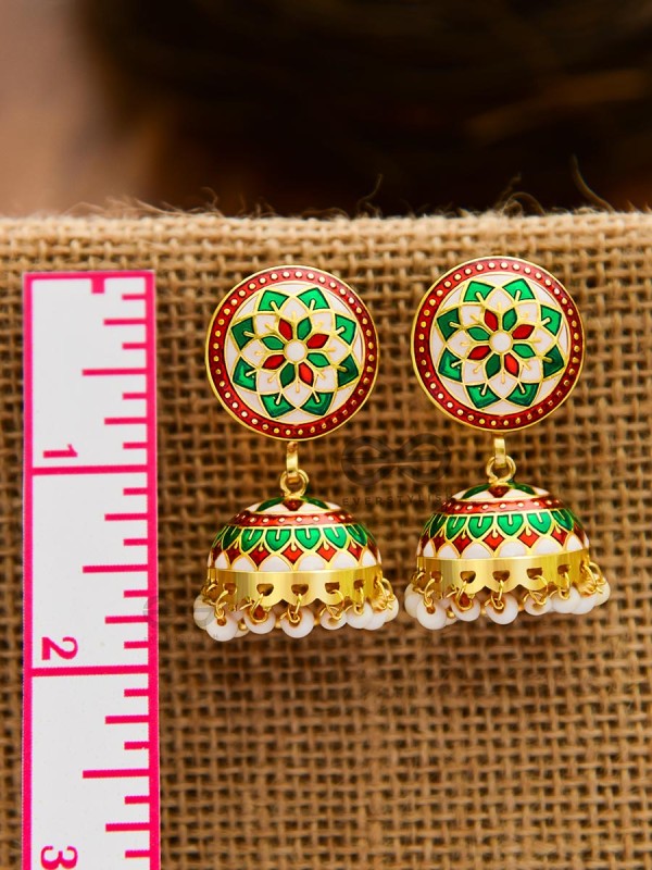 The Statement of Elegance - HandPainted Meenakari Jhumkis