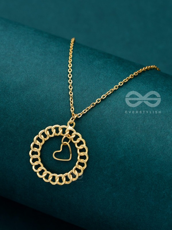 My Locked Up Heart - Golden Statement Neckpiece With Anti-Tarnish Coating 