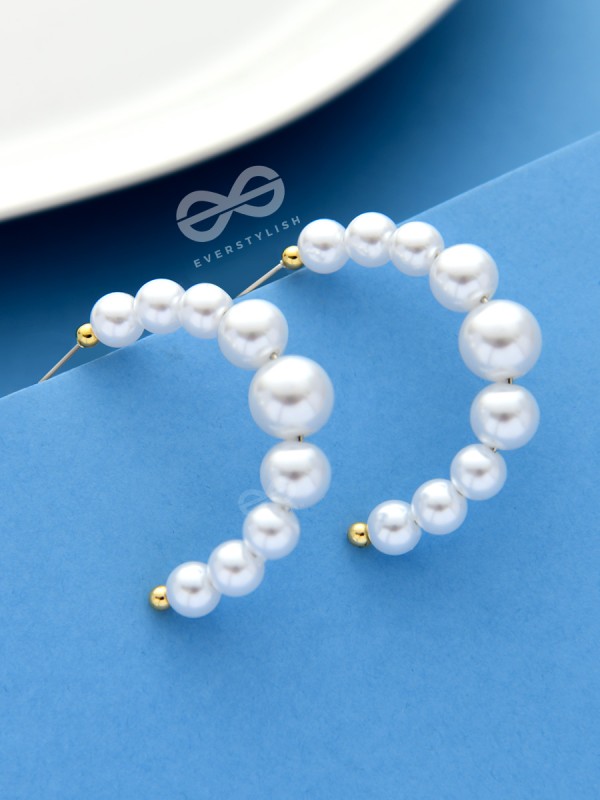 The Pearls of Goodness- Statement Half Hoops 