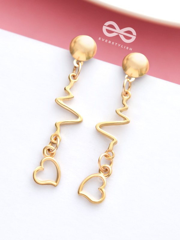 The Beating Hearts - Golden Statement Dangler Earrings