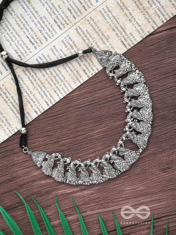 The Peaceful Peacocks - Oxidised Boho Choker