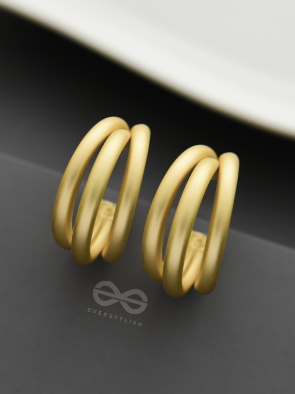 The Elegant Turns - Matte Finished Golden Hoops