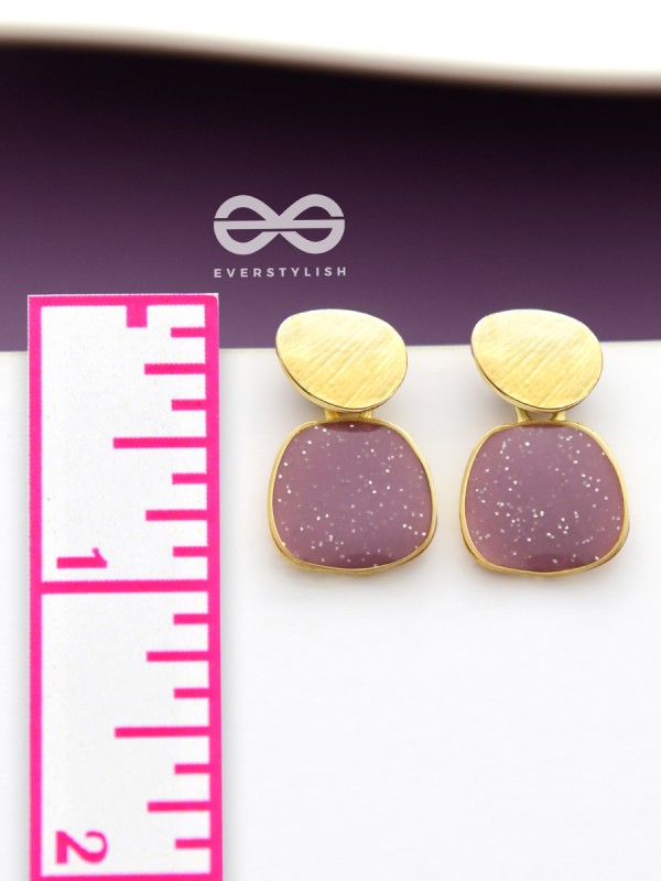 The Classy  Shimmer - Statement Golden Earrings (Burgundy)