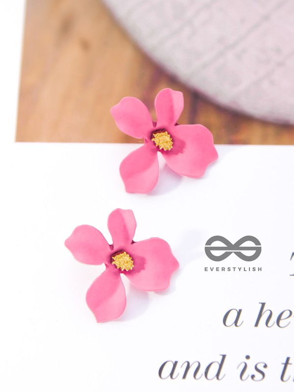The Floral Finesse - Gorgeous Statement Studs (Pink)