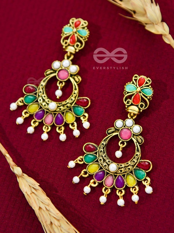 The Embellished Glamour - Golden Statement Earrings