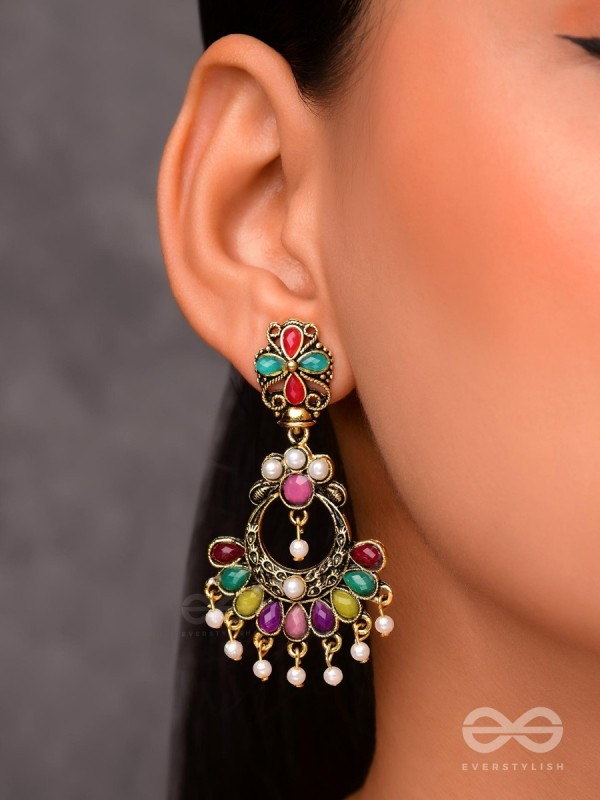 The Embellished Glamour - Golden Statement Earrings