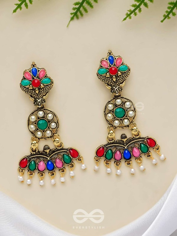 The Embellished Ecstasy - Golden Statement Earrings