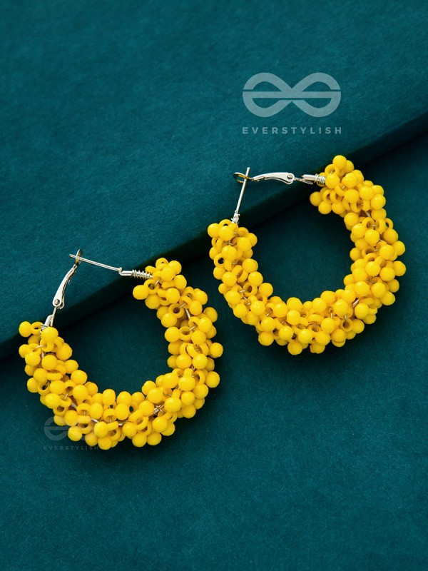A Glimmer of Shimmer - Playful Embellished Hoops (Yellow)