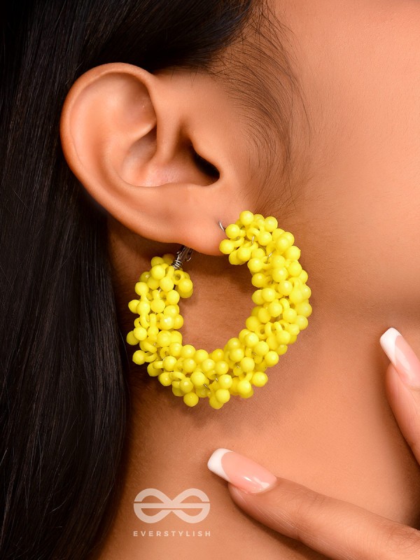 A Glimmer of Shimmer - Playful Embellished Hoops (Yellow)