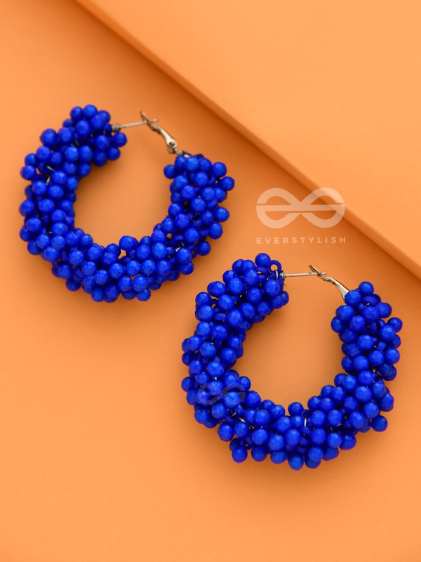 A Glimmer of Shimmer - Playful Embellished Hoops (Royal Blue)