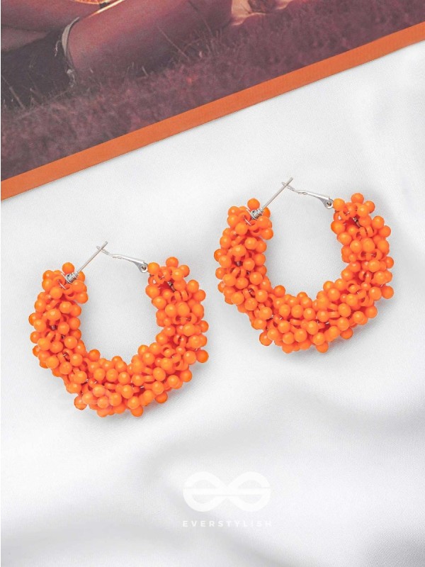 A Glimmer of Shimmer - Playful Embellished Hoops (Orange)
