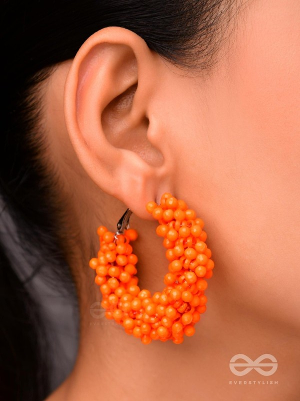 A Glimmer of Shimmer - Playful Embellished Hoops (Orange)