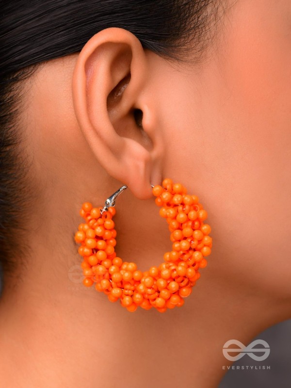 A Glimmer of Shimmer - Playful Embellished Hoops (Orange)