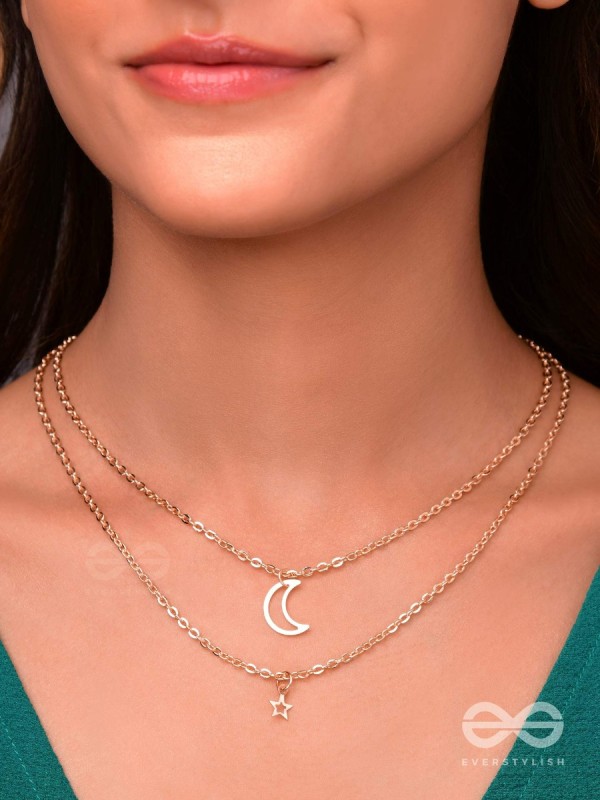 The Elegance Of Night Sky - Golden Multilayered Neckpiece With Anti-Tarnish Coating 