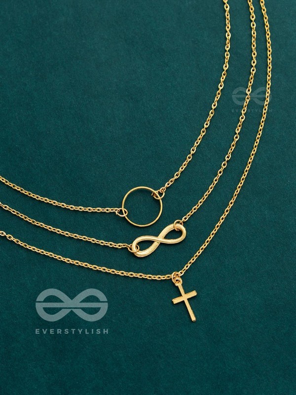 The Layered Infinite Grace - Golden Statement Neckpiece With Anti-Tarnish Coating 