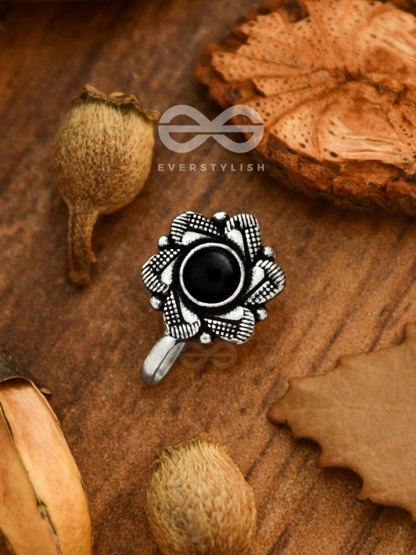 The Aztec Florals - Non-pierced Statement Nosepin (Onyx Black)
