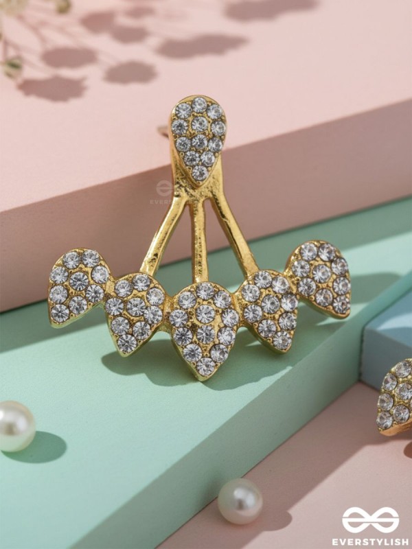 The Arctic Shrub- Golden Rhinestones Ear Jackets