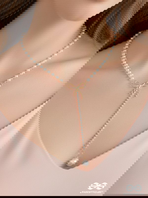 WEAR ME KNOT! pearl and bow detailed necklace