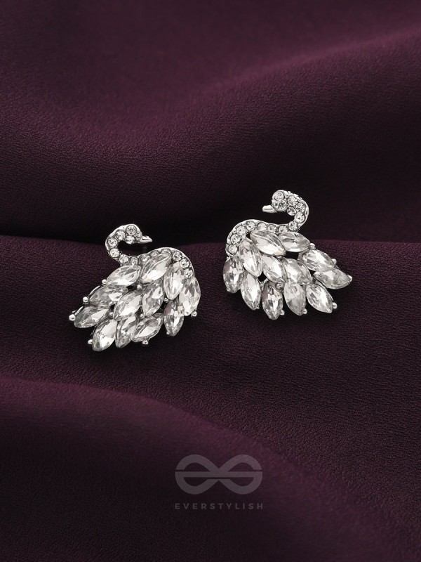 The Crystal Feathered Swans - Statement Embellished Stud Earrings