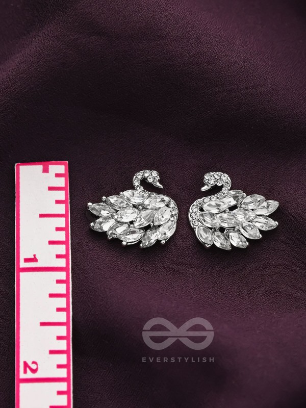 The Crystal Feathered Swans - Statement Embellished Stud Earrings