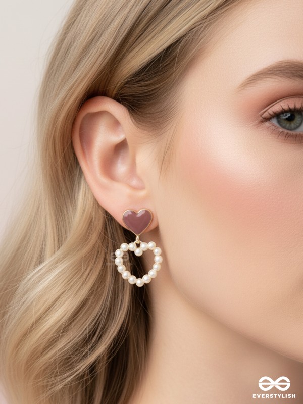 I'm all Heart - Statement Pearl Enamelled Earrings