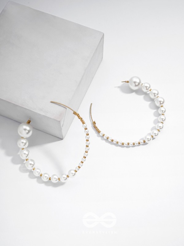 The Crescent Moon Pearls - Statement Hoops