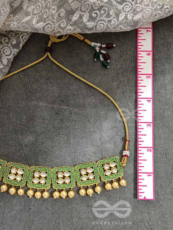 The Windows of Opulence - Set of Statement Choker and Earrings( INDIA GREEN)