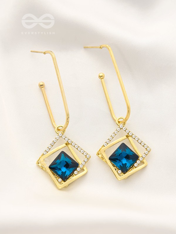 The Whimsical Heart of the Ocean - Golden Statement Earrings