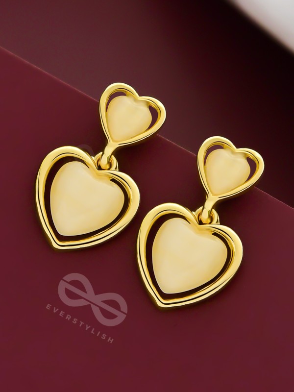 The Opal Hearts - Statement Golden Earrings