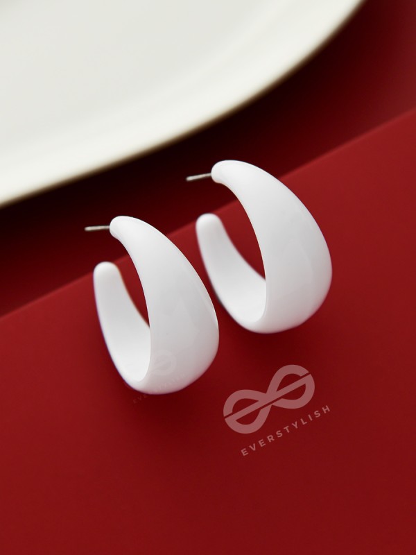 Effortlessly Classy - Statement Hoops (White)